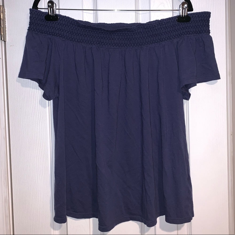 Blue/purple off the shoulder old navy flowy top L